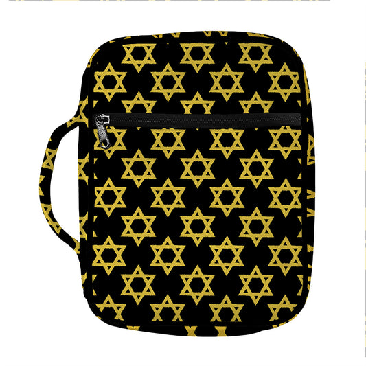 Black And Yellow Star of David Print Front Pocket Bible Bag