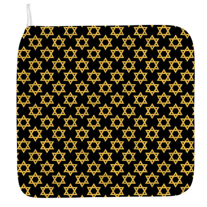 Black And Yellow Star of David Print Hand Towel