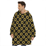 Black And Yellow Star of David Print Hoodie Blanket