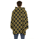 Black And Yellow Star of David Print Hoodie Blanket