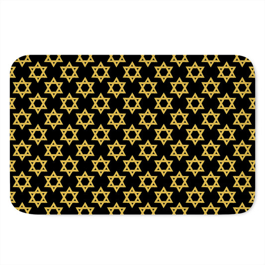 Black And Yellow Star of David Print Indoor Door Mat