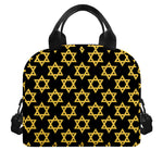 Black And Yellow Star of David Print Insulated Lunch Bag