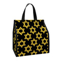 Black And Yellow Star of David Print Insulated Lunch Tote