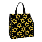 Black And Yellow Star of David Print Insulated Lunch Tote