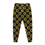 Black And Yellow Star of David Print Jogger Pants