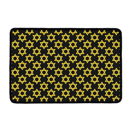 Black And Yellow Star of David Print Kitchen Mat