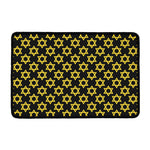 Black And Yellow Star of David Print Kitchen Mat