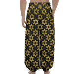Black And Yellow Star of David Print Lantern Pants