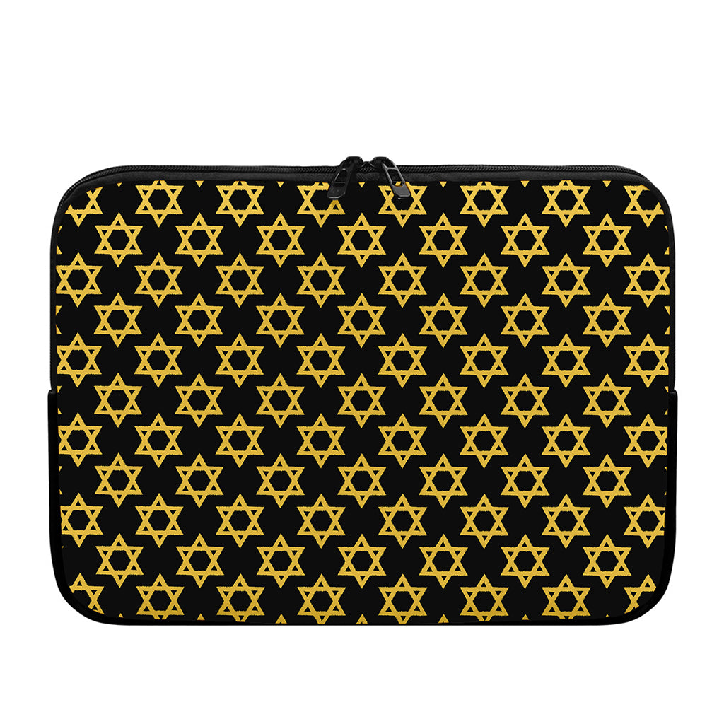 Black And Yellow Star of David Print Laptop Sleeve