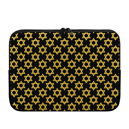 Black And Yellow Star of David Print Laptop Sleeve