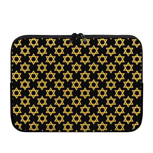 Black And Yellow Star of David Print Laptop Sleeve