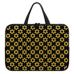 Black And Yellow Star of David Print Laptop Sleeve With Handle