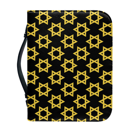 Black And Yellow Star of David Print Leather Bible Cover