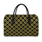 Black And Yellow Star of David Print Leather Duffle Bag