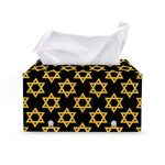 Black And Yellow Star of David Print Leather Tissue Box Cover