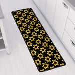 Black And Yellow Star of David Print Long Kitchen Mat