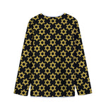 Black And Yellow Star of David Print Long Sleeve Short Coat