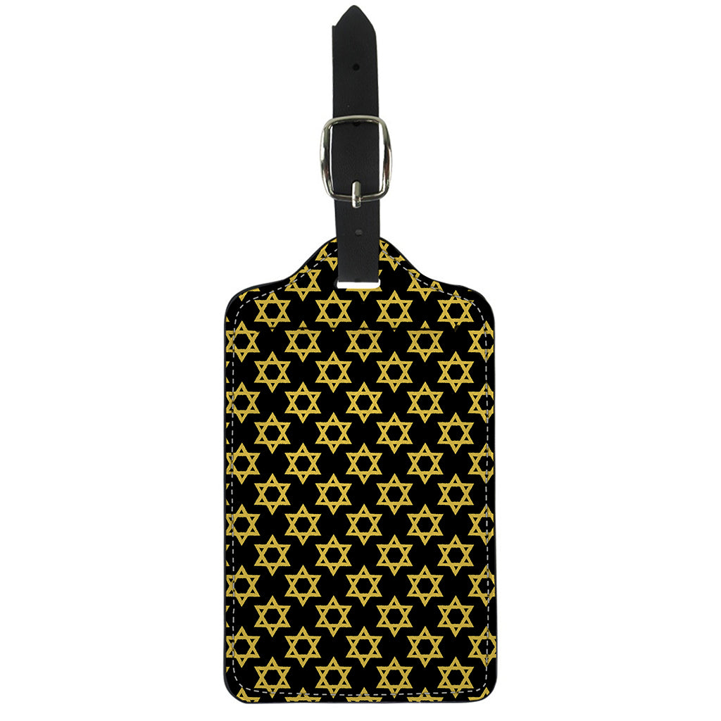 Black And Yellow Star of David Print Luggage Tag