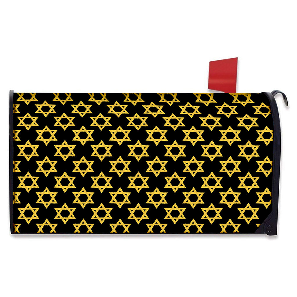 Black And Yellow Star of David Print Mailbox Cover