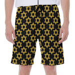 Black And Yellow Star of David Print Men's Beach Shorts