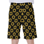 Black And Yellow Star of David Print Men's Beach Shorts