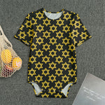 Black And Yellow Star of David Print Men's Bodysuit