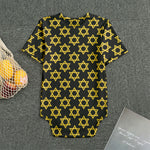 Black And Yellow Star of David Print Men's Bodysuit