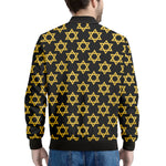 Black And Yellow Star of David Print Men's Bomber Jacket