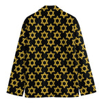 Black And Yellow Star of David Print Men's Cotton Blazer