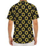 Black And Yellow Star of David Print Men's Deep V-Neck Shirt