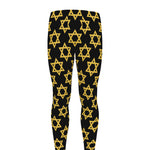 Black And Yellow Star of David Print Men's leggings