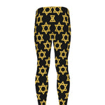 Black And Yellow Star of David Print Men's leggings