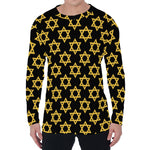Black And Yellow Star of David Print Men's Long Sleeve T-Shirt