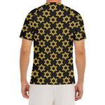 Black And Yellow Star of David Print Men's Short Sleeve Rash Guard