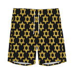 Black And Yellow Star of David Print Men's Sports Shorts