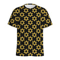 Black And Yellow Star of David Print Men's Athletic T-Shirt