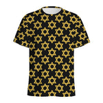 Black And Yellow Star of David Print Men's Sports T-Shirt