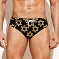 Black And Yellow Star of David Print Men's Swim Briefs