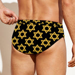 Black And Yellow Star of David Print Men's Swim Briefs