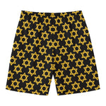 Black And Yellow Star of David Print Men's Swim Trunks