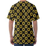 Black And Yellow Star of David Print Men's Velvet T-Shirt