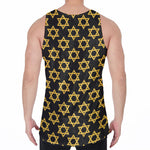 Black And Yellow Star of David Print Men's Velvet Tank Top