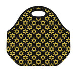 Black And Yellow Star of David Print Neoprene Lunch Bag