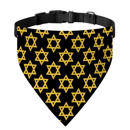 Black And Yellow Star of David Print Over The Collar Dog Bandana