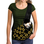 Black And Yellow Star of David Print Pet Sling Carrier