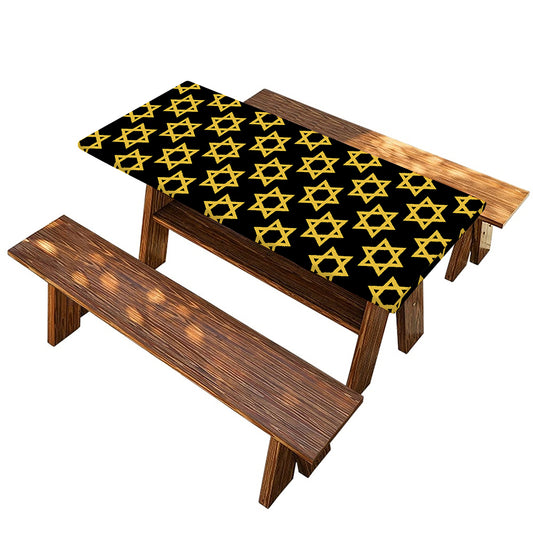 Black And Yellow Star of David Print Picnic Table Cover