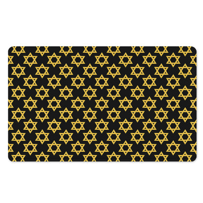 Black And Yellow Star of David Print Polyester Doormat