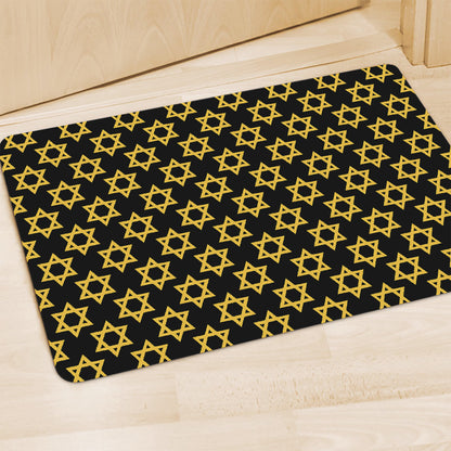 Black And Yellow Star of David Print Polyester Doormat