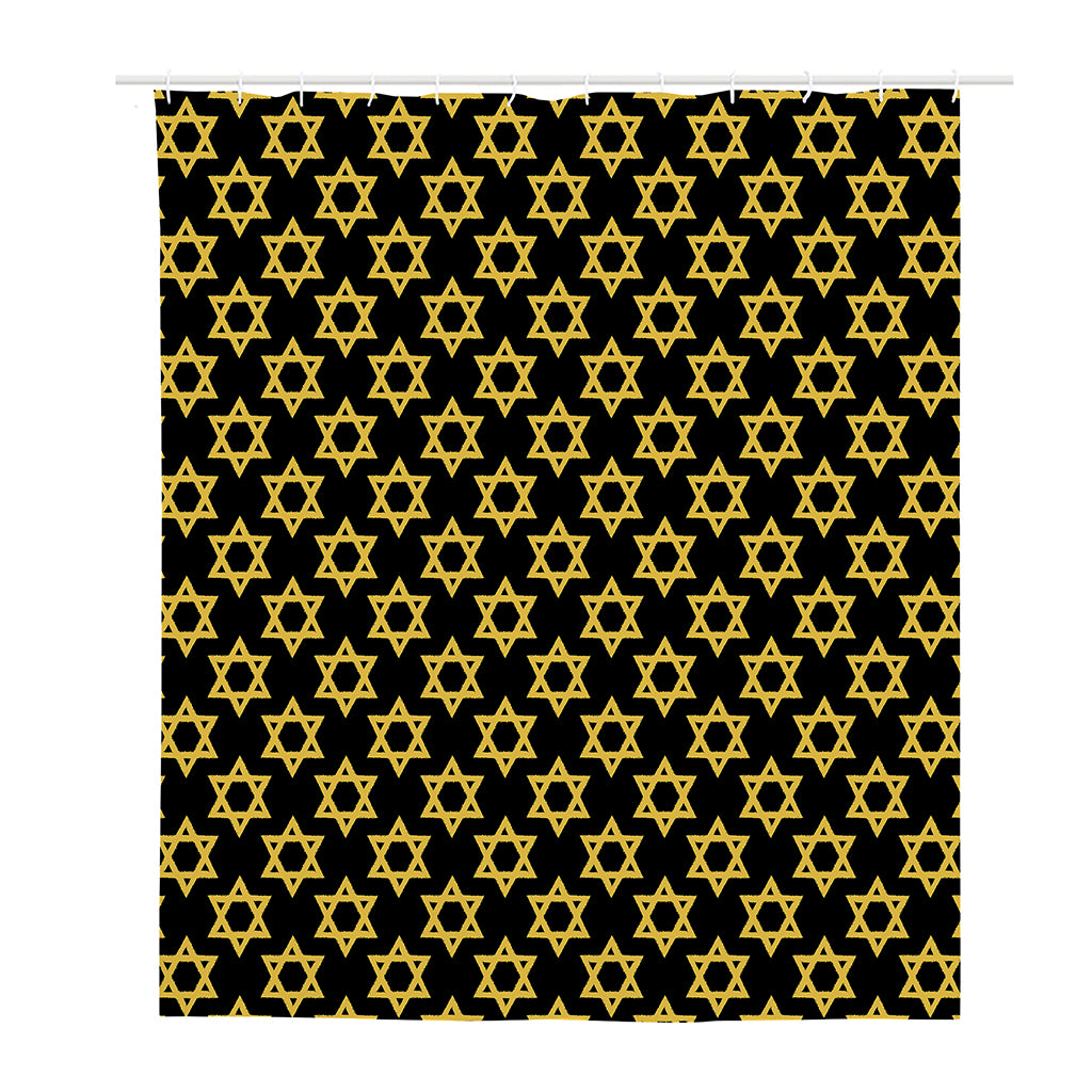 Black And Yellow Star of David Print Polyester Shower Curtain
