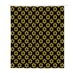 Black And Yellow Star of David Print Polyester Shower Curtain